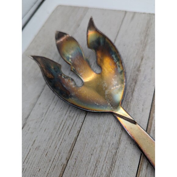 3 Three Crown Silversmiths Salad Serving Fork Silver Plate 12 1/4" - Picture 2 of 6